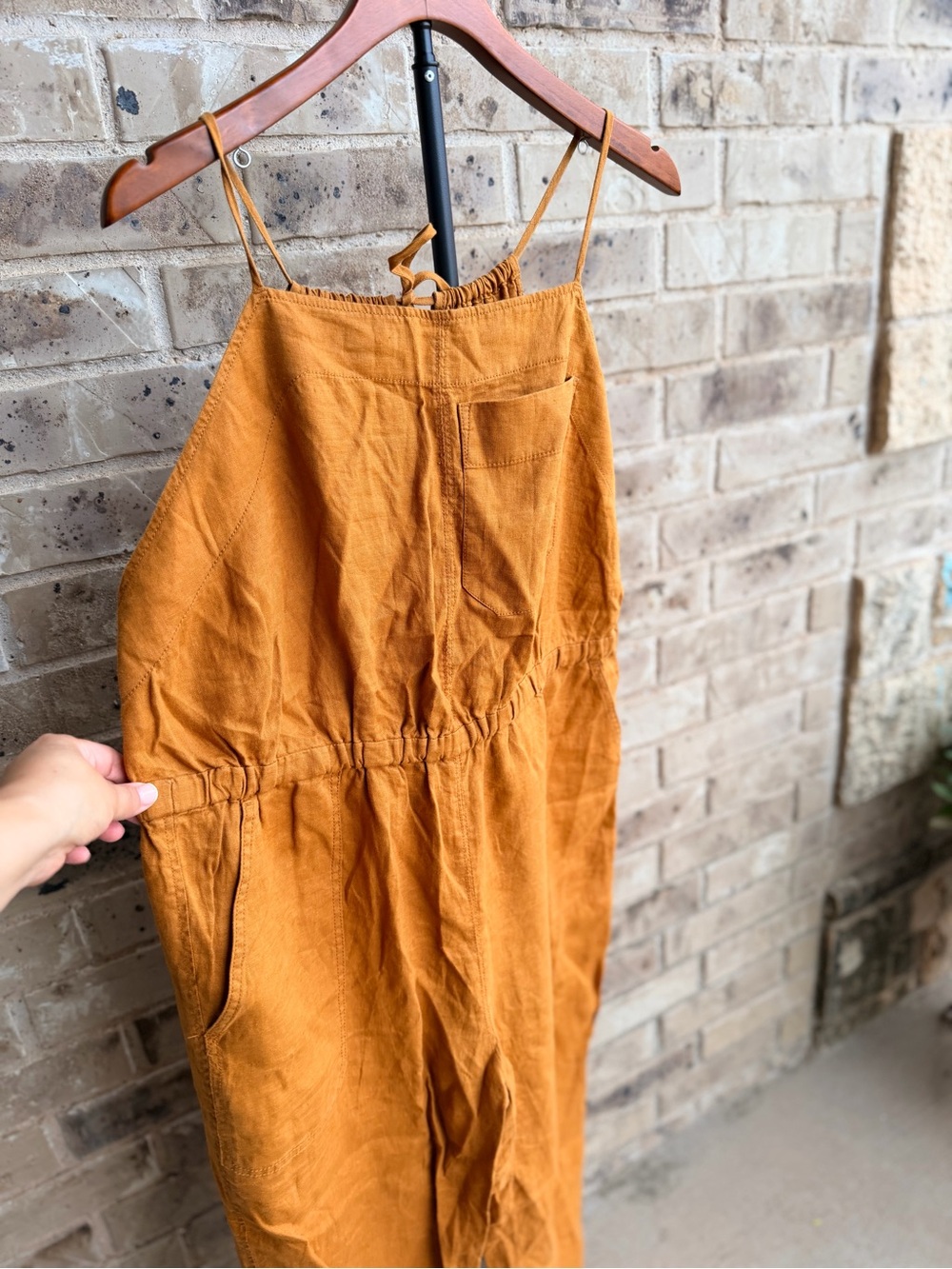 Everlane Rust-Brown Sleeveless Linen Jumpsuit Size Large - Picture 4 of 11